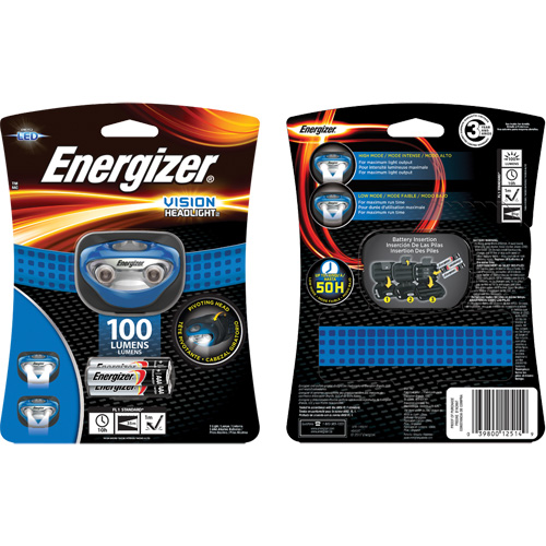 Vision Headlamp, LED, 100 Lumens, 10 Hrs. Run Time, AAA Batteries Pryde Industrial Inc.
