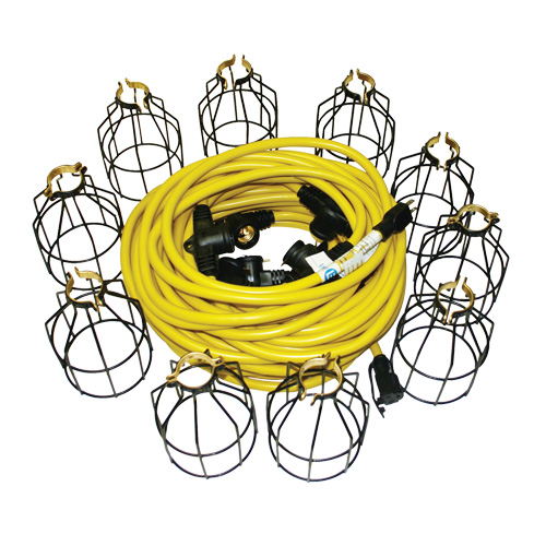 LED Stringlights, 10 Lights, 100' L, Metal Housing Pryde Industrial Inc.