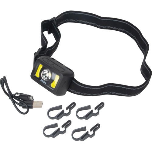 Headlamp, LED, 350 Lumens, 2 Hrs. Run Time, Rechargeable Batteries Pryde Industrial Inc.