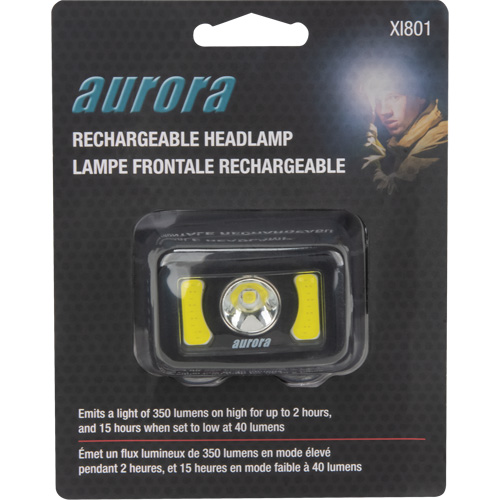 Headlamp, LED, 350 Lumens, 2 Hrs. Run Time, Rechargeable Batteries Pryde Industrial Inc.