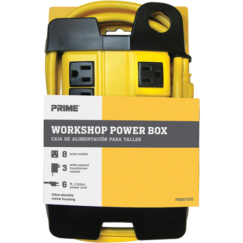 Bloc d'alimentation pour atelier, 8 Prise(s), 6', 15 A, 1875 W, 125 V Pryde Industrial Inc.
