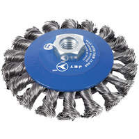 Knot Twisted Conical Bevel Brush, 5" Dia., 0.02" Fill, 5/8"-11NC Arbor Pryde Industrial Inc.