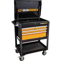 Chariot utilitaire, 4 tiroirs, 33" lo x 21" la x 42" h, Noir/Orange Pryde Industrial Inc.