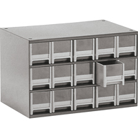 Casiers modulaires pour pi&egrave;ces, Acier, 15 tiroirs, 17" x 10-9/16" x 3-1/16", Gris Pryde Industrial Inc.