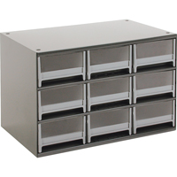 Casiers modulaires pour pi&egrave;ces, Acier, 9 tiroirs, 17" x 10-9/16" x 3-1/16", Gris Pryde Industrial Inc.