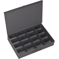 Compartment Scoop Boxes, Steel, 16 Slots, 13-3/8" W x 9-1/4" D x 2" H, Grey Pryde Industrial Inc.