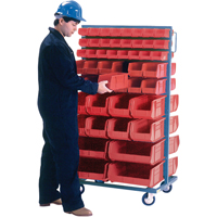 Double-Sided Mobile Bin Rack, Double-sided, 96 bins, 36" W x 24" D x 63" H Pryde Industrial Inc.