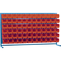 Louvered Rack with Bins, 72 Bins, 72" W x 15" D x 40" H Pryde Industrial Inc.