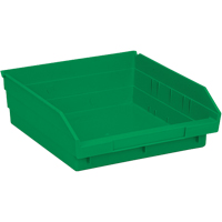 Shelf Bins, 11-1/8" W x 4" H x 11-5/8" D, Green, 30 lbs. Capacity Pryde Industrial Inc.