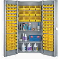 Deep Door Combination Bin Cabinets, 38" W x 24" D x 72" H, Grey Pryde Industrial Inc.