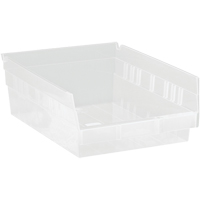 Bacs de rangement pour tablettes, 8-3/8" la x 4" H x 11-5/8" p, Transparent, Capacit&eacute; 30 lb Pryde Industrial Inc.