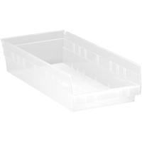 Bacs de rangement pour tablettes, 8-3/8" la x 4" H x 17-7/8" p, Transparent, Capacit&eacute; 40 lb Pryde Industrial Inc.