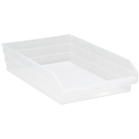 Bacs de rangement pour tablettes, 11-1/8" la x 4" H x 17-7/8" p, Transparent, Capacit&eacute; 40 lb Pryde Industrial Inc.