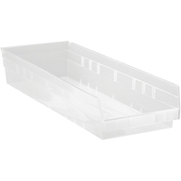 Bacs de rangement pour tablettes, 8-3/8" la x 4" H x 23-5/8" p, Transparent, Capacit&eacute; 50 lb Pryde Industrial Inc.