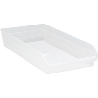 Bacs de rangement pour tablettes, 11-1/8" la x 4" H x 23-5/8" p, Transparent, Capacit&eacute; 50 lb Pryde Industrial Inc.
