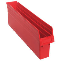 Store-Max Shelf Bins, 4-3/8" W x 8" H x 23-5/8" D, Red, 68 lbs. Capacity Pryde Industrial Inc.