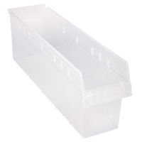 Store-Max Shelf Bins, 6-5/8" W x 8" H x 23-5/8" D, Clear, 68 lbs. Capacity Pryde Industrial Inc.
