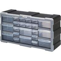 Drawer Cabinet, Plastic, 22 Drawers, 19-1/2" x 6-1/4" x 10", Black Pryde Industrial Inc.