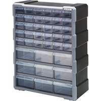 Drawer Cabinet, Plastic, 39 Drawers, 15" x 6-1/4" x 18-3/4", Black Pryde Industrial Inc.