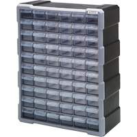 Drawer Cabinet, Plastic, 60 Drawers, 15" x 6-1/4" x 18-3/4", Black Pryde Industrial Inc.