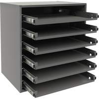 Small Bearing Slide Rack, Steel, 6 Slots, 15-9/16" W x 11-7/8" D x 16-3/8" H, Grey Pryde Industrial Inc.