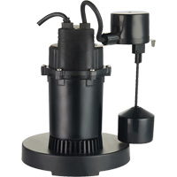 Thermoplastic Submersible Sump Pump, 2560 GPH, 115 V, 4.6 A, 1/3 HP Pryde Industrial Inc.