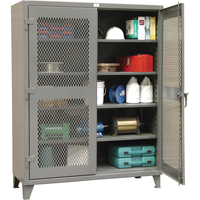 Heavy-Duty Ventilated Storage Cabinets, 4 Shelves, 72" H x 36" W x 24" D, Steel, Grey Pryde Industrial Inc.