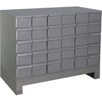 Industrial Drawer Cabinets With Base, 30 Drawers, 34-1/8" W x 12-1/4" D x 26-7/8" H, Grey Pryde Industrial Inc.