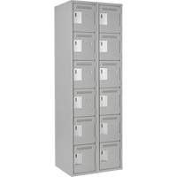 Clean Line Lockerettes, 6 -tier, Bank of 2, 24" x 18" x 72", Steel, Grey, Rivet (Assembled) Pryde Industrial Inc.