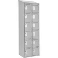 Clean Line Lockerette , 6 -tier, Bank of 2, 24" x 18" x 78", Steel, Grey, Rivet (Assembled) Pryde Industrial Inc.