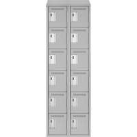 Clean Line Lockerette , 6 -tier, Bank of 2, 24" x 18" x 78", Steel, Grey, Rivet (Assembled) Pryde Industrial Inc.