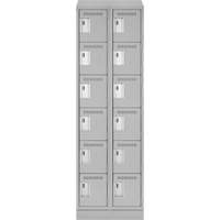 Clean Line Lockerette, 6 -tier, Bank of 2, 24" x 18" x 82", Steel, Grey, Rivet (Assembled) Pryde Industrial Inc.