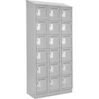 Clean Line Lockerette, 6 -tier, Bank of 3, 36" x 18" x 82", Steel, Grey, Rivet (Assembled) Pryde Industrial Inc.