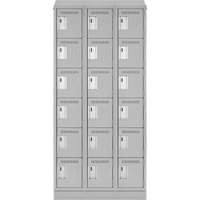 Clean Line Lockerette, 6 -tier, Bank of 3, 36" x 18" x 82", Steel, Grey, Rivet (Assembled) Pryde Industrial Inc.