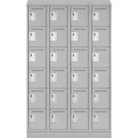 Clean Line Lockerette, 6 -tier, Bank of 4, 48" x 18" x 82", Steel, Grey, Rivet (Assembled) Pryde Industrial Inc.