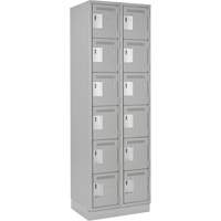 Clean Line Lockerette, 6 -tier, Bank of 2, 24" x 18" x 76", Steel, Grey, Rivet (Assembled) Pryde Industrial Inc.
