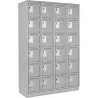 Clean Line Lockerette, 6 -tier, Bank of 4, 48" x 18" x 76", Steel, Grey, Rivet (Assembled) Pryde Industrial Inc.
