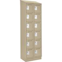 Clean Line Lockerette , 6 -tier, Bank of 2, 24" x 18" x 82", Steel, Beige, Rivet (Assembled) Pryde Industrial Inc.