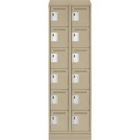 Clean Line Lockerette , 6 -tier, Bank of 2, 24" x 18" x 82", Steel, Beige, Rivet (Assembled) Pryde Industrial Inc.