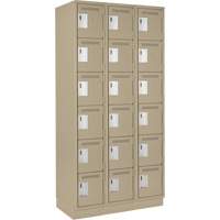 Clean Line Lockerette, 6 -tier, Bank of 3, 36" x 18" x 76", Steel, Beige, Rivet (Assembled) Pryde Industrial Inc.