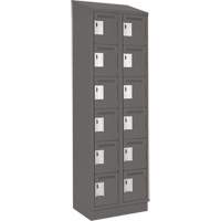 Clean Line Lockerette, 6 -tier, Bank of 2, 24" x 18" x 82", Steel, Charcoal, Rivet (Assembled) Pryde Industrial Inc.