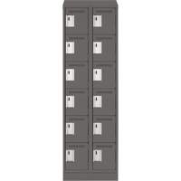 Clean Line Lockerette, 6 -tier, Bank of 2, 24" x 18" x 82", Steel, Charcoal, Rivet (Assembled) Pryde Industrial Inc.
