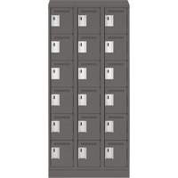Clean Line Lockerette, 6 -tier, Bank of 3, 36" x 18" x 82", Steel, Charcoal, Rivet (Assembled) Pryde Industrial Inc.