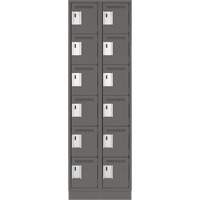 Clean Line Lockerette, 6 -tier, Bank of 2, 24" x 18" x 76", Steel, Charcoal, Rivet (Assembled) Pryde Industrial Inc.