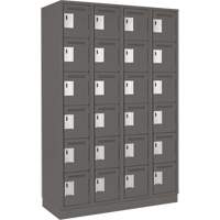 Clean Line Lockerette, 6 -tier, Bank of 4, 48" x 18" x 76", Steel, Charcoal, Rivet (Assembled) Pryde Industrial Inc.
