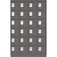 Clean Line Lockerette, 6 -tier, Bank of 4, 48" x 18" x 76", Steel, Charcoal, Rivet (Assembled) Pryde Industrial Inc.