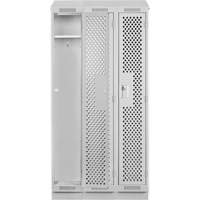 Clean Line Lockers, Bank of 3, 36" x 15" x 82", Steel, Grey, Rivet (Assembled), Perforated Pryde Industrial Inc.