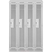 Clean Line Lockers, Bank of 4, 48" x 15" x 82", Steel, Grey, Rivet (Assembled), Perforated Pryde Industrial Inc.