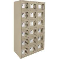 Assembled Lockerettes Clean Line Perforated Economy Lockers, 6 -tier, Bank of 3, 18" x 72" x 12", Steel Pryde Industrial Inc.