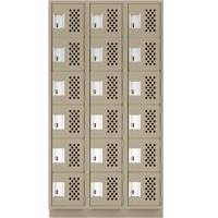 Assembled Lockerettes Clean Line Perforated Economy Lockers, 6 -tier, Bank of 3, 18" x 72" x 12", Steel Pryde Industrial Inc.